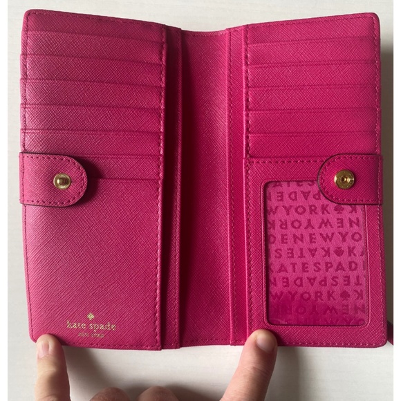 NWOT Kate Spade New York Slim Bifold Wallet - Electric Pink - Picture 5 of 6